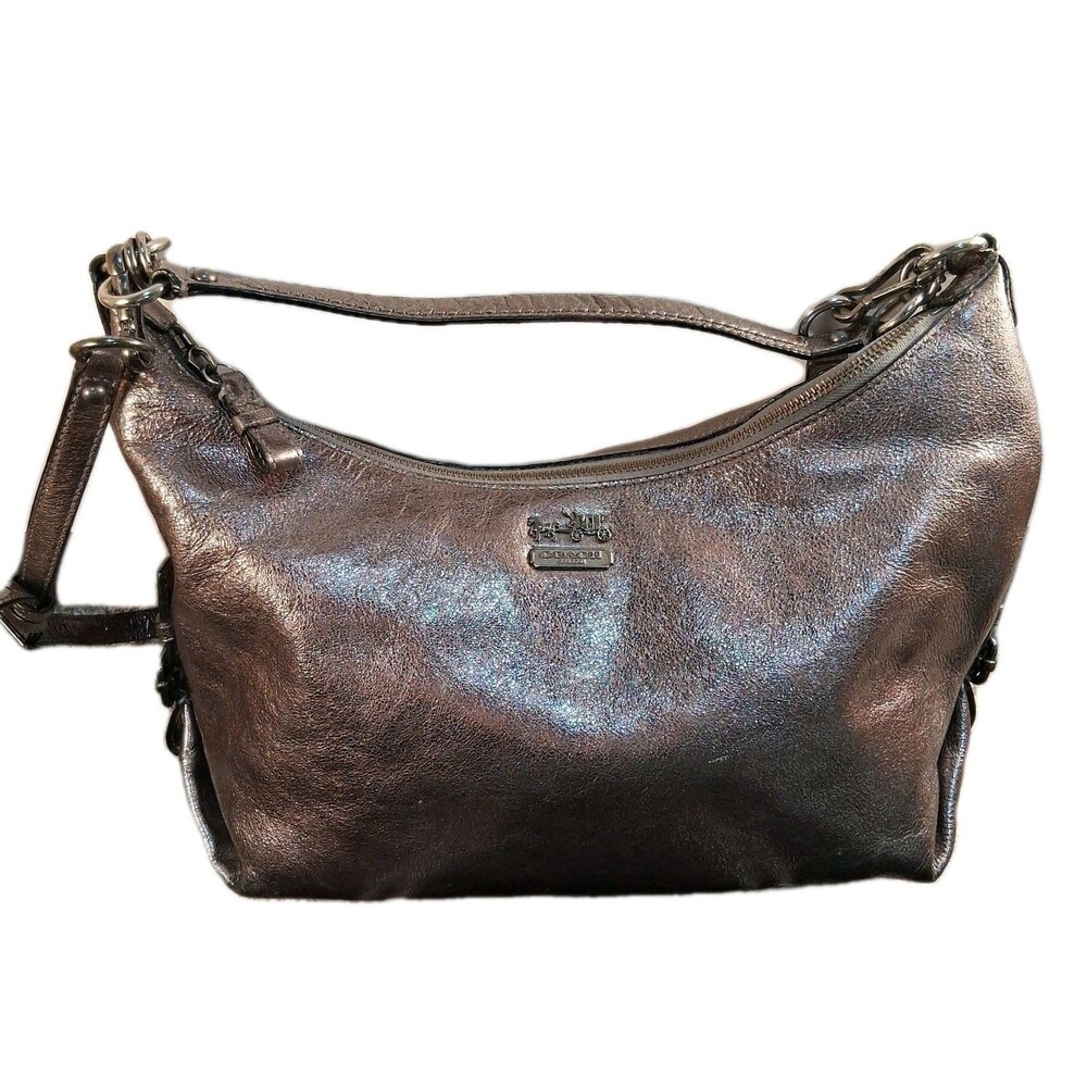 Coach Brown Metallic Leather Hailey Hobo Purse Shoulder Bag